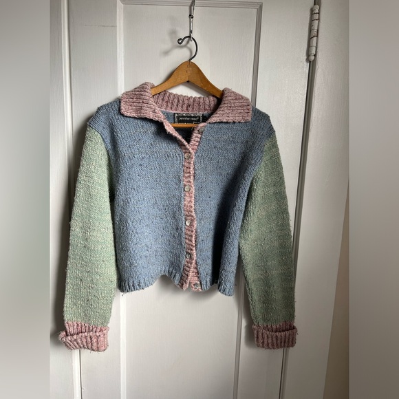 Vintage | Sweaters | Vintage Jennifer Reed Knit Color Block Cardigan ...